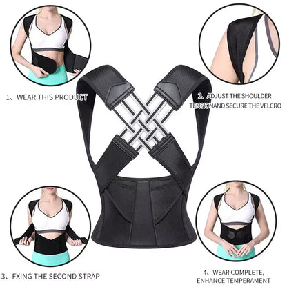 Posture Corrector Adjustable Back Spine Support Belt Corset Yoga Gym Back Correction Belt Unisex Shoulder Brace Correction Belt